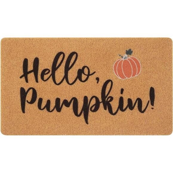 Fall Door Mat, Hello Pumpkin Welcome Door Mats Outdoor Indoor, 17" x 30" - Picture 1 of 8